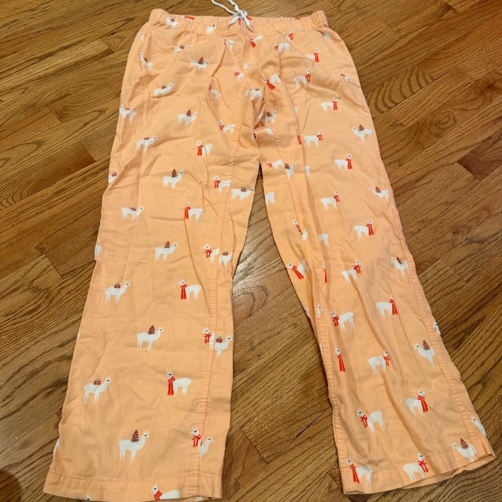 J.CREW WOMENS CHRISTMAS LLAMA PEACH PAJAMA PANTS SMALL